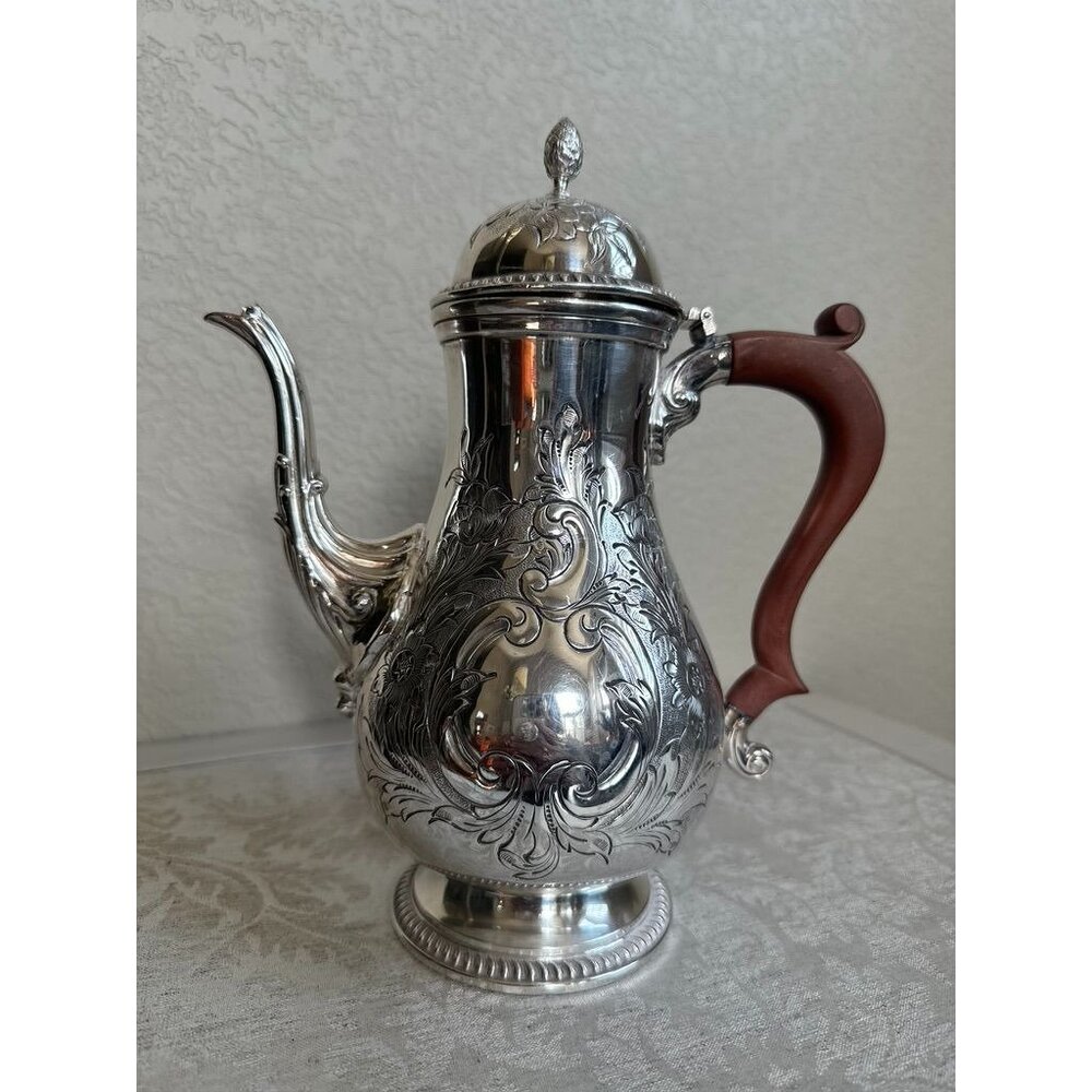 Antique 18th Century Charles Howard Collins Coffee Pot, Rep. Sheffield Plate